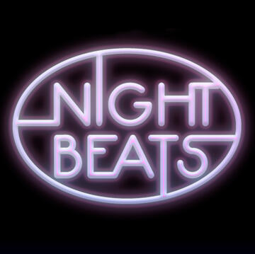 night beats logo, neon on black