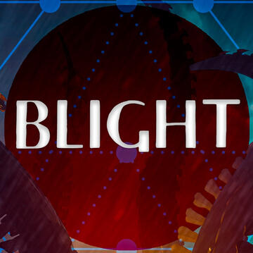 Blight title on an orange background with a magical sigil